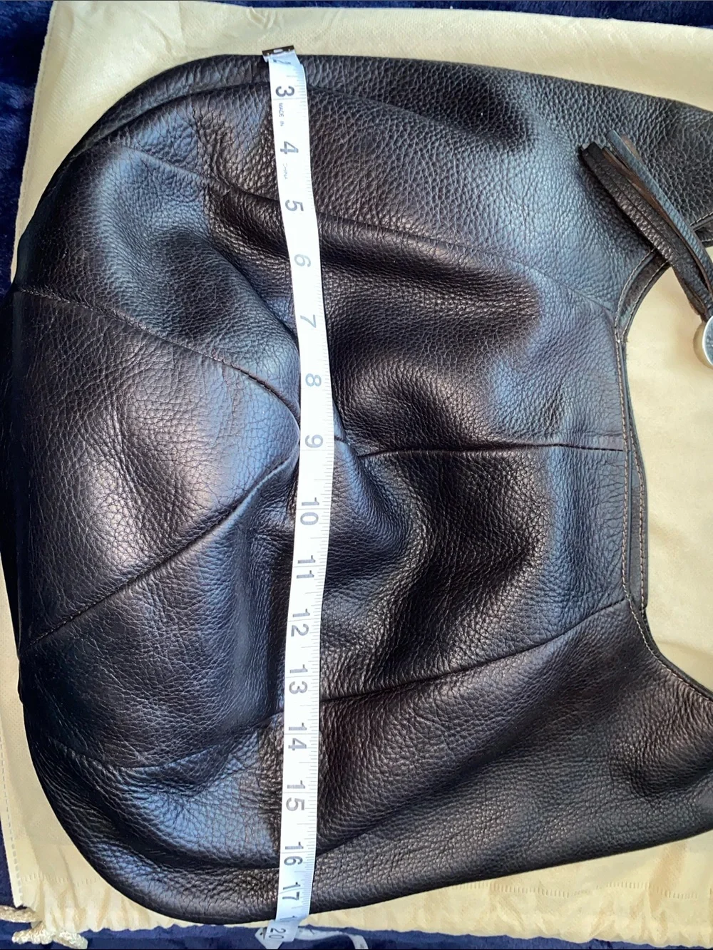 Furla Dark Brown Leather Hobo Bag with Tassel